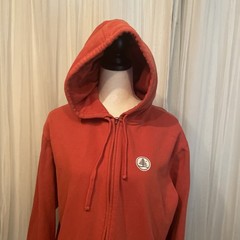 Burton Family Tree Hoodie Mens L Orange Sweatshirt Full Zip Front Snowboarder