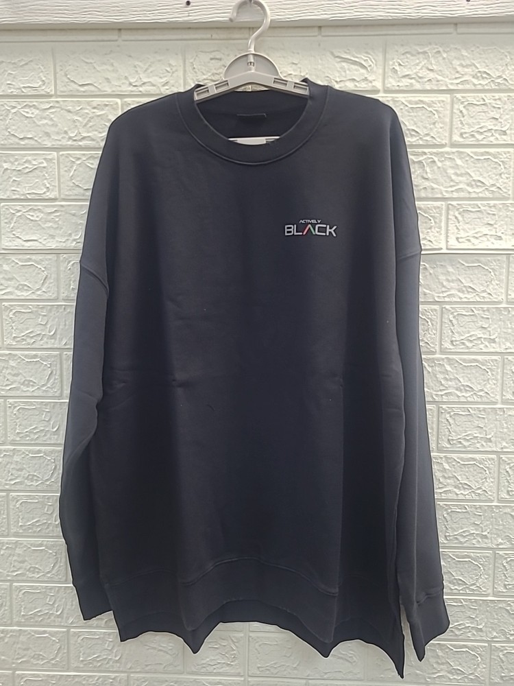 New Actively Black Solid Black Crew Neck Logo Sweatshirt Men’s US Size XXL