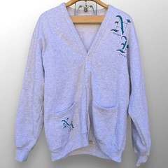 Vintage Nags Head North Carolina Jerzees Cardigan Sweater Gray One Size USA