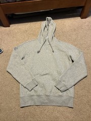 Men’s ADIDAS ALL SEASON PULLOVER HOODIE Sz S Gray IX3958 Center Logo