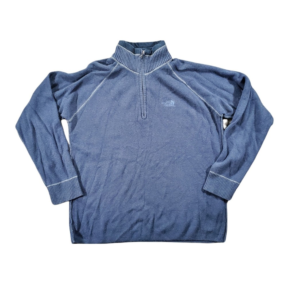 The North Face Pullover Sweatshirt Mens Sz L 1/4 Zip Blue Comfort Long Sleeve