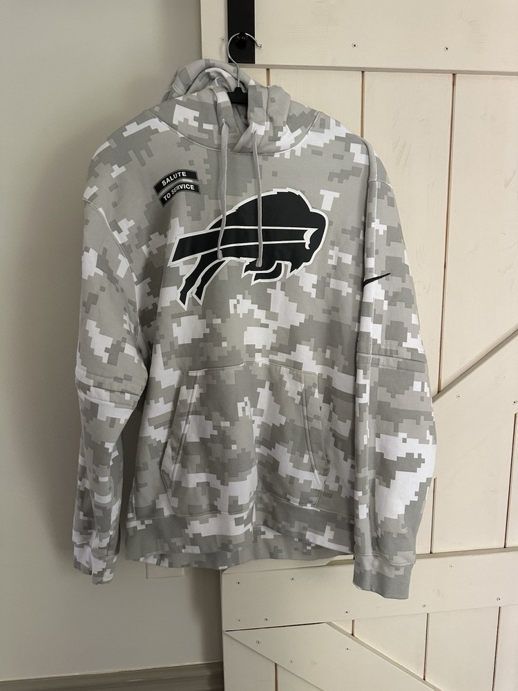 Nike Buffalo Bills gray and white digital camouflage hoodie Salute to Service