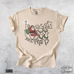 Christmas Santa Sleigh Reindeer Sweatshirt Holiday Winter Apparel