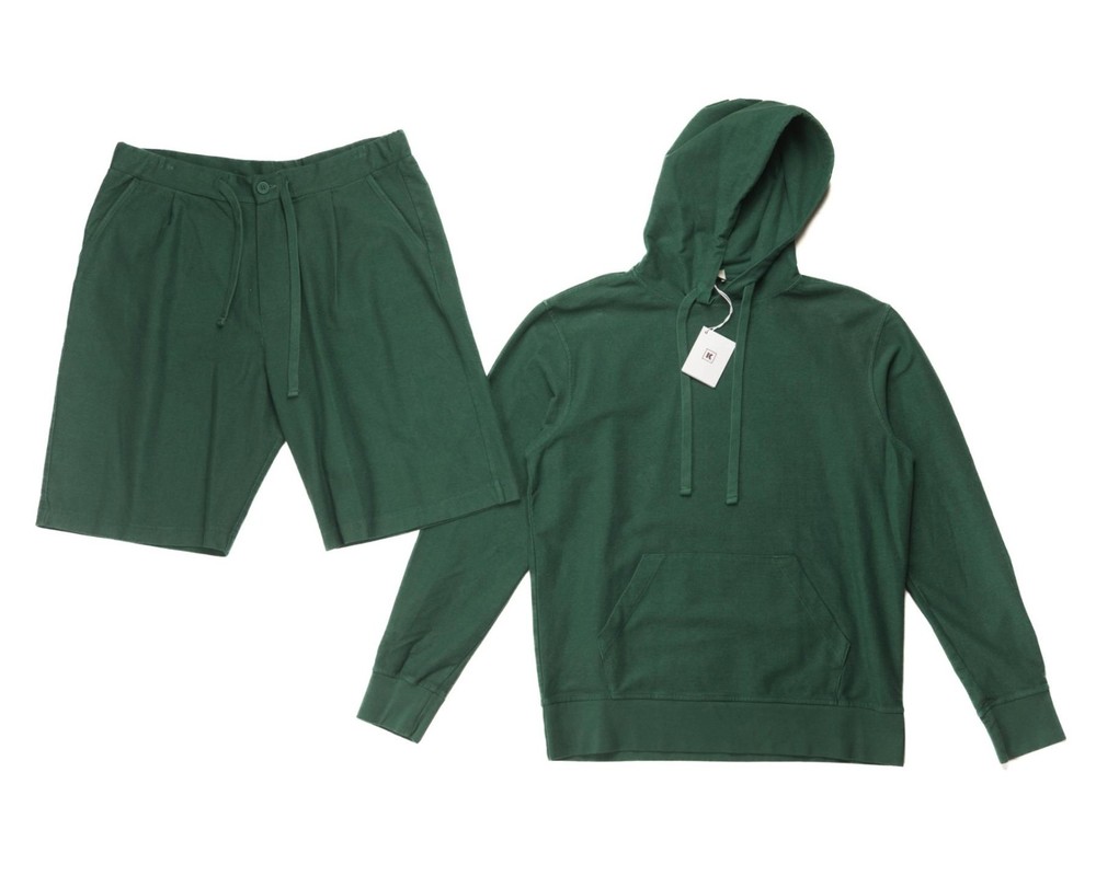 Kired by Kiton NWT Green Cotton Hoodie Sweatshirt Shorts Jumpsuit M (50 IT)