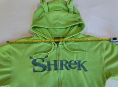Shrek Movie Lime Green hoodie embroidered lettering and 3D ogre ears Adult XL