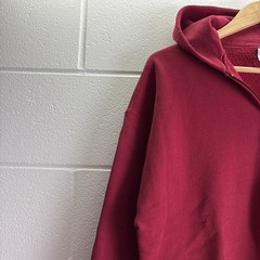 Vintage Russell Athletic full-zip fleece hoodie brick red colorway size XL