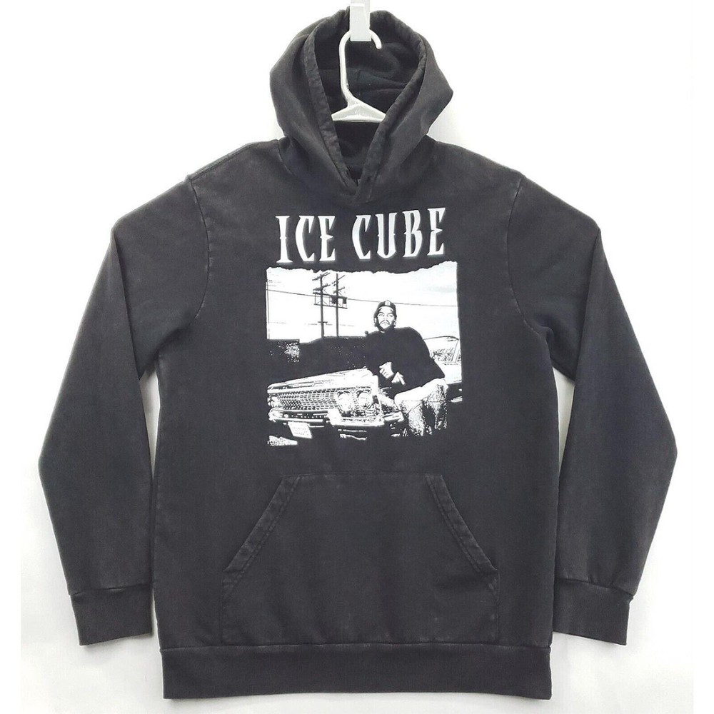 Ice Cube Hoodie Men Large Black Graphic Cotton Pocket Drawstring Hip Hop Rap 90s