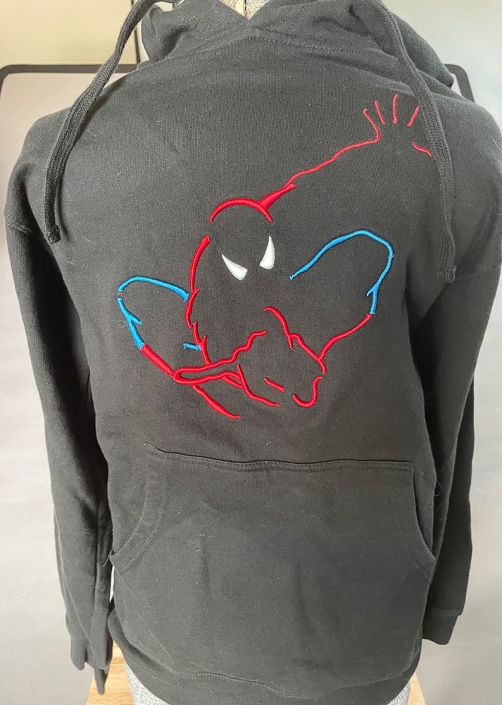 Marvel Universal Studios Spider-Man Embroidered Black Hoodie Adult S Exc. Condit