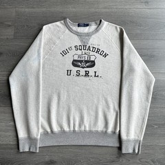 Polo Ralph Lauren Sweatshirt Men’s Large Grey Crewneck USRL Navy Military Style