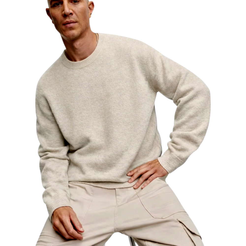 Mode of One Men’s Relaxed-Fit Cozy All Seasons Sweater Dark Ecru XXL