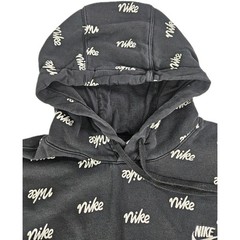 Nike All Over Print Spell Out Hoodie Men L Black White Drawstring Pouch Pocket