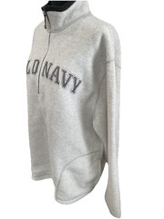 Old Navy Vintage Quarter Zip Fleece Sweatshirt Gray White Navy Fall Winter Sz XL