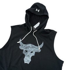 Under Armour Men’s Project Rock Terry Sleeveless Hoodie Size L Black 1367108