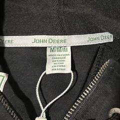 John Deere Men’s Quarter Zip Hoodie Heavyweight Cotton Pullover Medium NWT Black