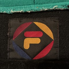 Y2K Grail FILA Grey Green Orange Black Blocked Hoodie with zip M