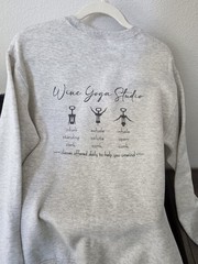 Jerzees Nublend Gray Crewneck Pullover Sweatshirt Wine Yoga Studio Graphic Small