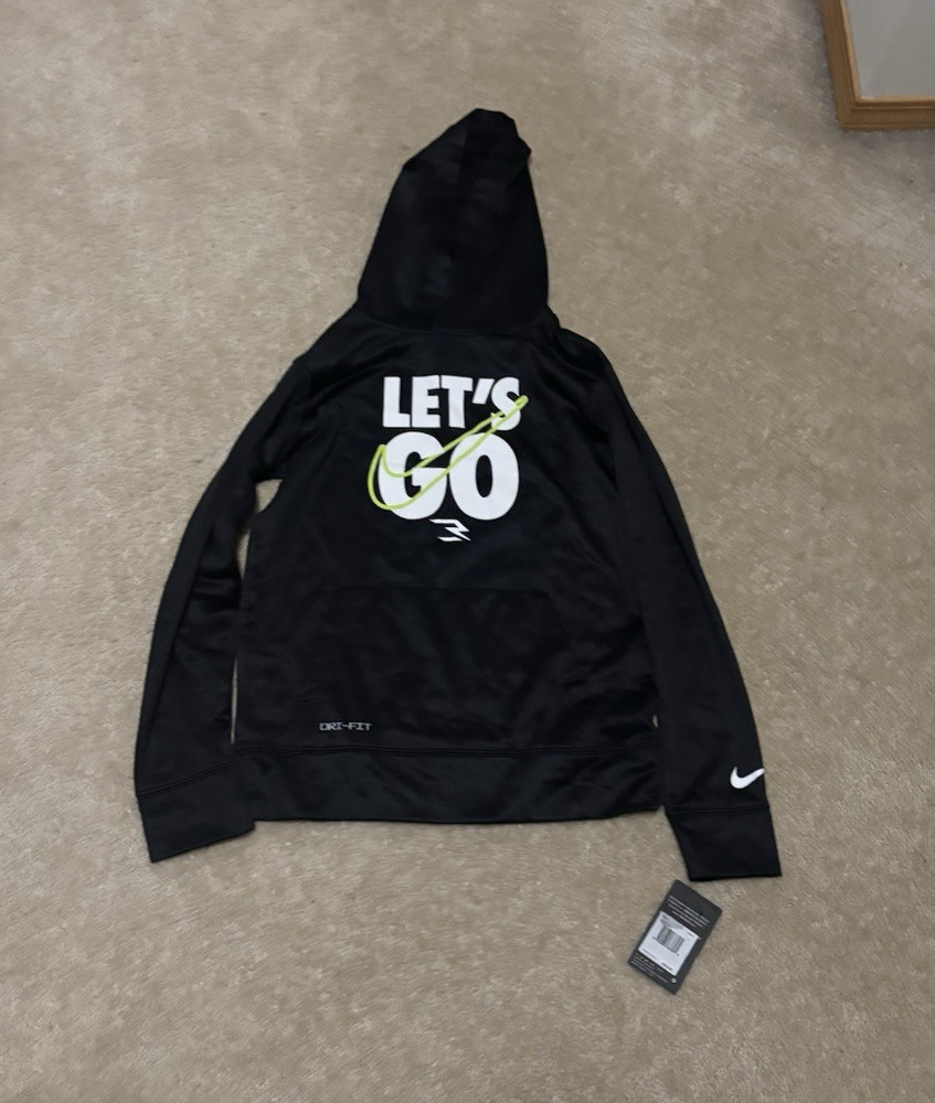 Nike 3BRAND Black Graphic Pullover Hoodie Long Sleeve Teens Size L “LET’S GO”