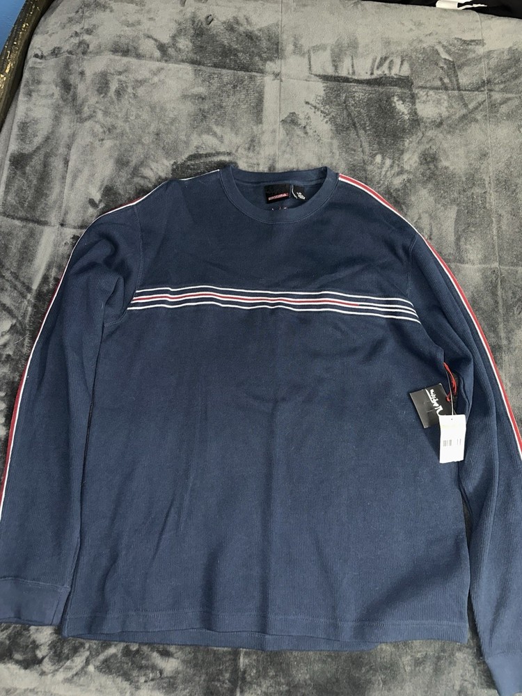 Vintage Quiksilver Navy Blue W/Red And White Stripes Sweatshirt Size Large