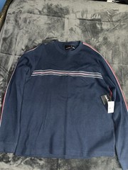 Vintage Quiksilver Navy Blue W/Red And White Stripes Sweatshirt Size Large