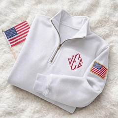Embroidered J.E.E. Epstein Quarter Zip Sweatshirt, Jeffrey Epstein Embroidery
