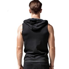 Men Sleeveless Zipper Hoodie Hooded Workout Gym Training Sport Vest Tank Top