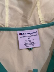 90s Champion Color Block Purple Green Teal Hooded Windbreaker MensTag Size XS