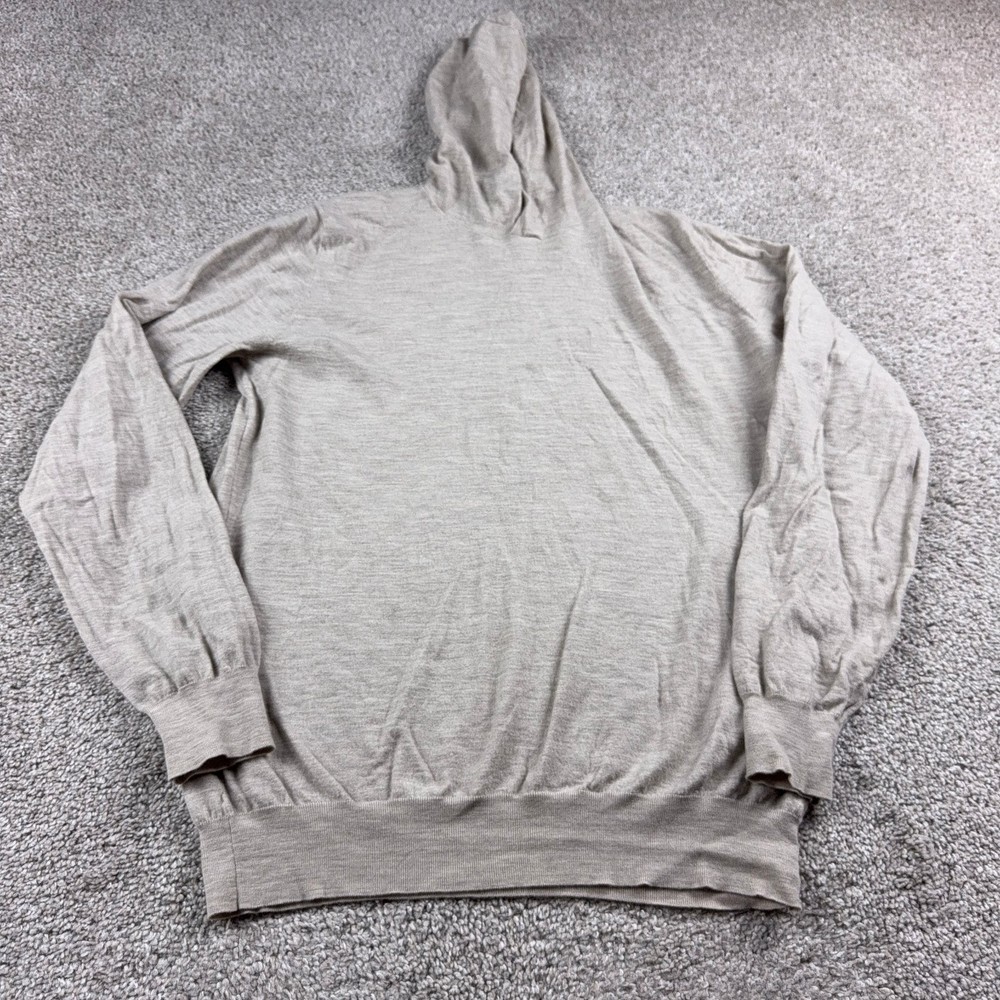 Peter Millar Hoodie Mens Medium Beige Merino Wool Pullover Excursionist Flex