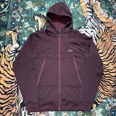 Oakley Full Zip Up Hoodie Jacket Full Zip Large Red Utility Pockets Logo Outdoor
