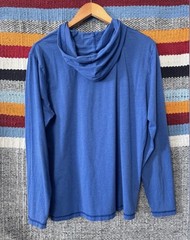 PUMA Solid Pullover Hoodie Blue Knit Cotton Polyester Men’s L Long Sleeve