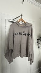 YZY Gray Unisex Adults XL Pullover Hoodie Graphic Print Hooded Front Pocket