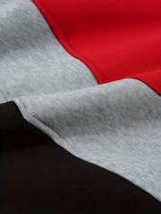 Men Hooded Sweatshirt Multi-Color Patchwork, Loose Fit, Warm Long Sleeve size XL