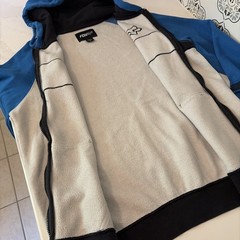 Fox Racing Full Zip Hoodie Size Medium Blue White Long sleeve Color block Y2K