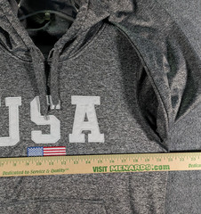 USA Embroidered Flag Logo Drawstring Pullover Hoodie Mens Medium Patriotic Gray