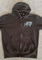 Blue Money Bandit Hoodie Black Zip Front Back Logo Patch Streetwear Mens Medium