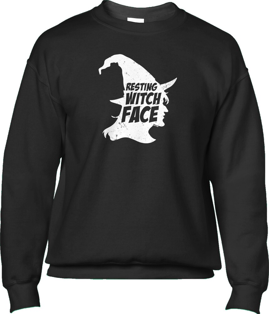 Resting Witch Face Halloween Joke Funny Humor Pun Parody Saying Mens Sweatshirt
