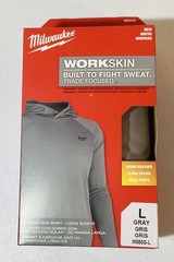 Milwaukee Workskin Men’s Hooded Sun Shirt Hoodie L Gray Lightweight Breathable