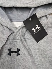 $55 Under Armour Hoodie Mens Small Gray Loose Hustle Fleece Center Logo NWT