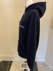 Navy Blue Fleece Pullover Hoodie Size LARGE Graphic BRUH Gildan Heavy Blend