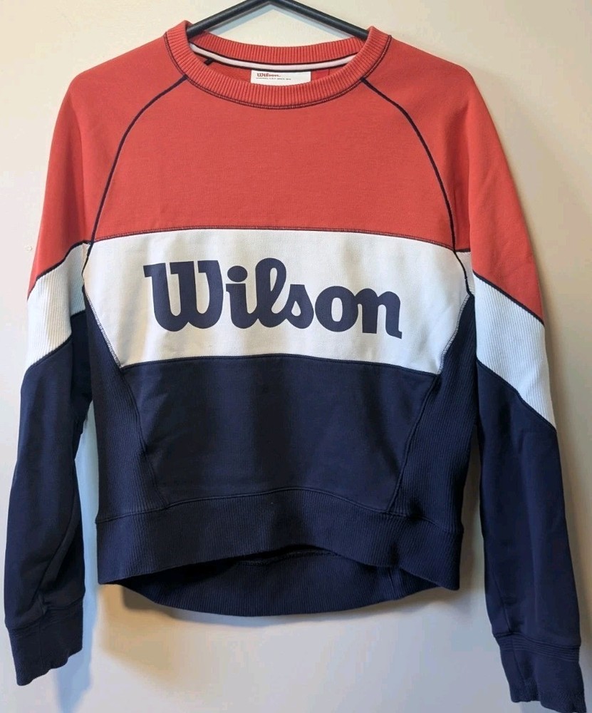 Wilson Color-Block Crewneck Sweatshirt Red/White/Navy – Med – Vintage Style