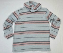 Volcom Baja Hoodie Mens XL Blue Coral Striped Woven Cotton Pullover Poncho