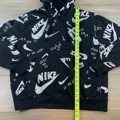 Nike Sportswear Club Hoodie Drawn Logo All Over Print Men’s Large Black/White