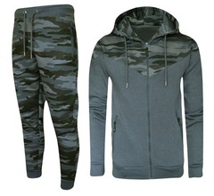 Men’s Full Tracksuit Set Jogging Bottom Joggers Zip Up Hoddie Slim Fit Hoody
