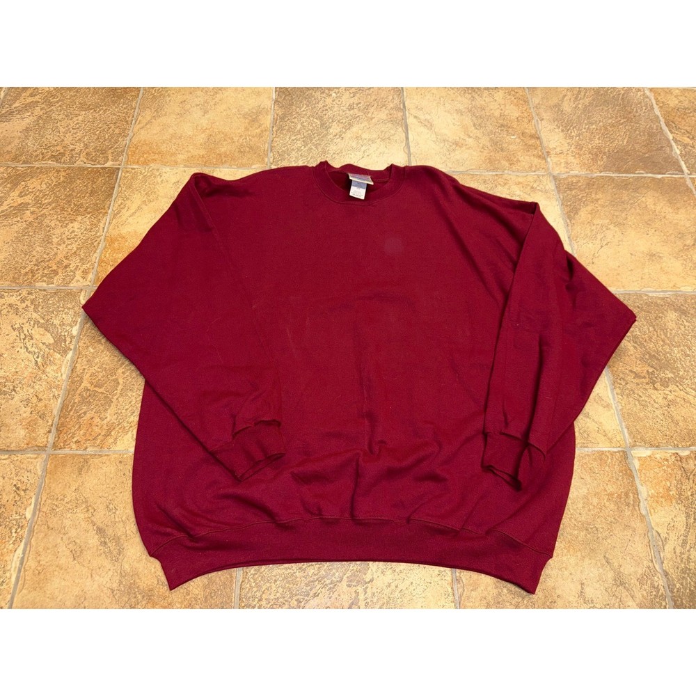 Hanes Ultimate Cotton PrintPro Sweatshirt Maroon Burgundy Crewneck Unisex 2XL