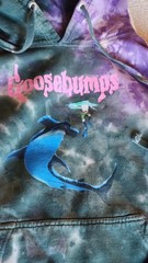 Goosebumps Tie-Dyed Hoodie Purple Green Size Small Hooded Sweatshirt 90s (A3)