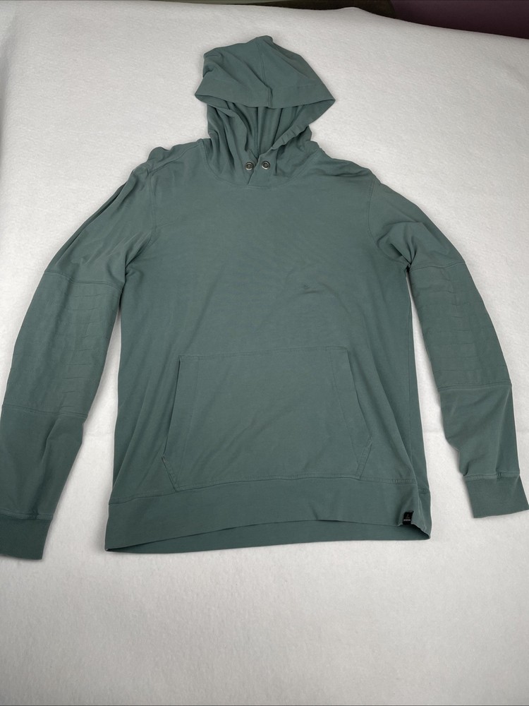 Prana Mens Organic Cotton Hoodie Green Van Graphic Pullover Sweatshirt Medium