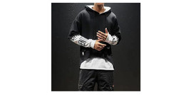 DUDHUH Mens Hoodie Fashion Pullover Letter Print Tracksuit Techwear Casual, XS