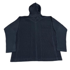 USED HOMME PLISS�_ ISSEY MIYAKE PLEATED HOODIE, BLACK VERYGOOD