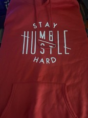 Men’s Red Pullover Fleece Hoodie Graphic Quote Pockets Drawstring 2XL