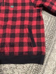 LL Bean Men’s XXL Traditional Fit 1/4 Zip Deep Red Check Sweatshirt