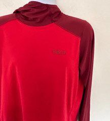 Rab Force Hoodie Large Red Lightweight Breathable Performance Wicking Base Layer